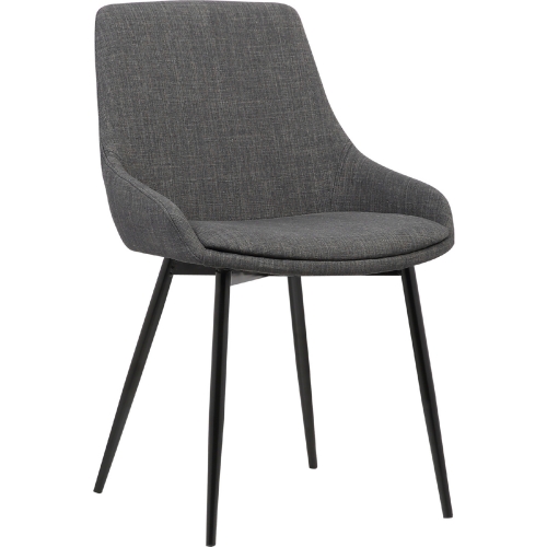 Mia Dining Chair in Charcoal Fabric on Black Metal Legs