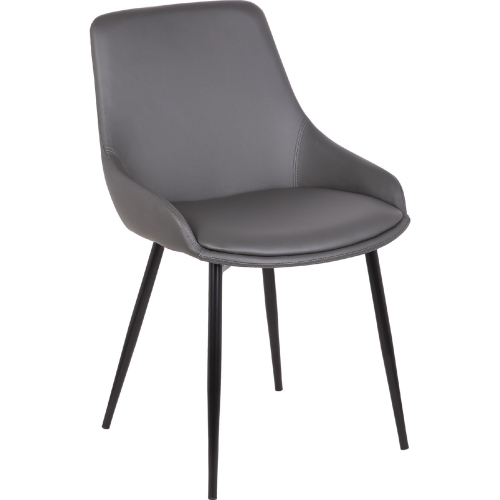 Mia Dining Chair in Grey Leatherette on Black Metal Legs