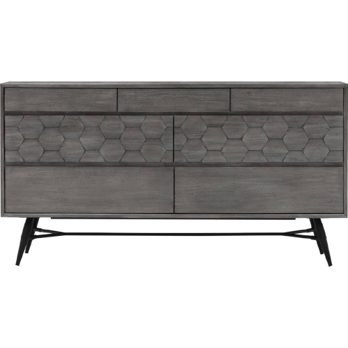 Makena 6 Drawer Dresser in Grey Acacia Wood & Black Metal