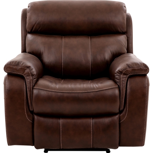 Montague Dual Power Headrest & Lumbar Recliner in Brown Leather