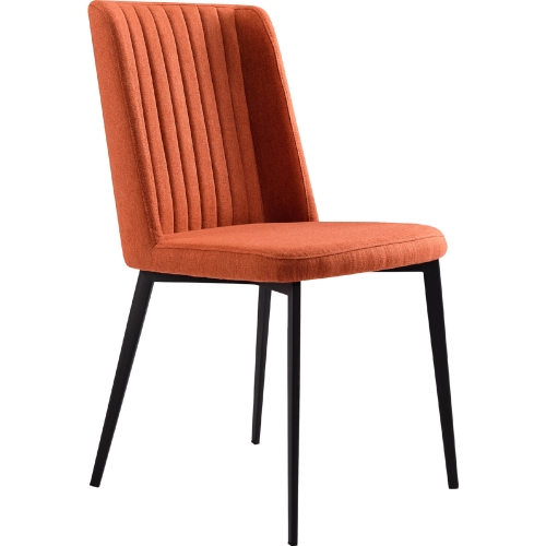 Maine Dining Chair in Matte Black Finish & Orange Fabric (Set of 2)