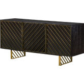 Monaco Sideboard Black Wood & Antique Brass