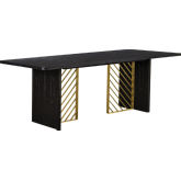 Monaco Dining Table Black Wood & Antique Brass