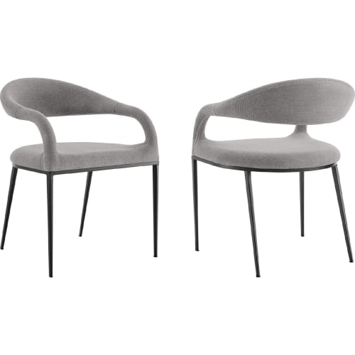 Morgan Dining Chair in Matte Black Iron & Light Gray Fabric (Set of 2)