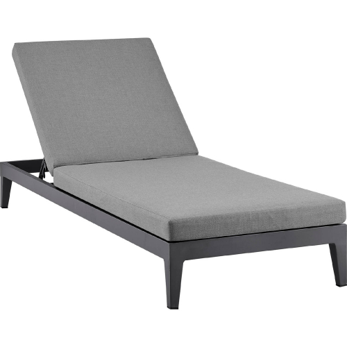 Menorca Outdoor Adjustable Chaise in Aluminum & Grey Fabric