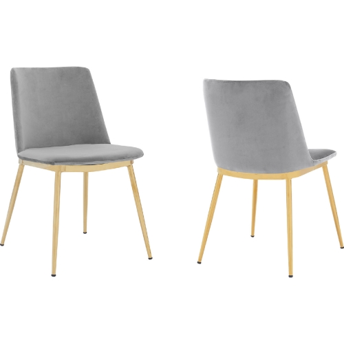 Messina Dining Chair in Grey Velvet & Gold Metal (Set of 2)