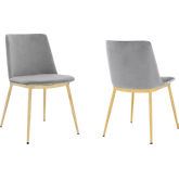 Messina Dining Chair in Grey Velvet & Gold Metal (Set of 2)