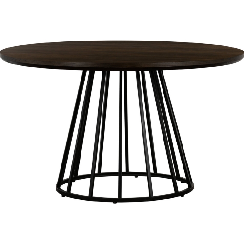 Motion 51" Round Dining Table in Grey Oak & Metal