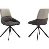 Maverick Swivel Dining Chair in Two Tone Gray Fabric & Black Metal (Set of 2)