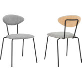 Neo Dining Chair in Grey Fabric & Black Metal (Set of 2)