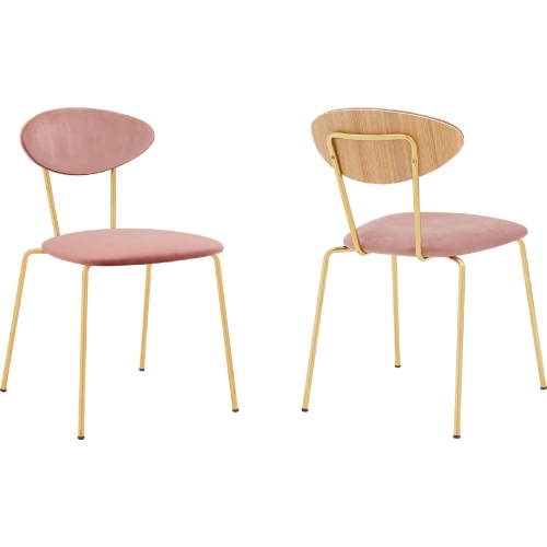 Neo Dining Chair in Pink Velvet & Gold Metal (Set of 2)