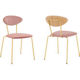 Neo Dining Chair in Pink Velvet & Gold Metal (Set of 2)