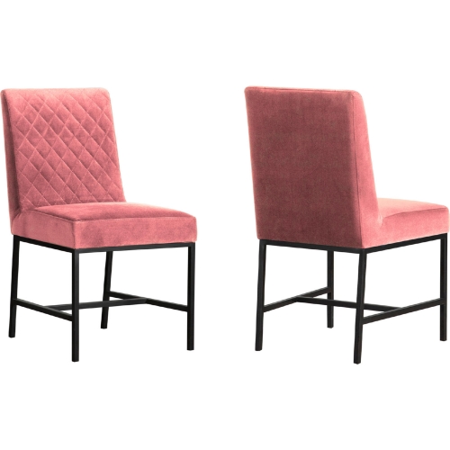 Napoli Dining Chair in Pink Velvet & Black Metal (Set of 2)