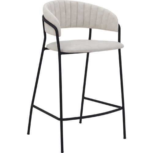 Nara 26" Counter Stool in Cream Leatherette & Black Metal