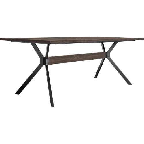 Nevada 78" Trestle Dining Table in Dark Brown Rustic Oak Wood