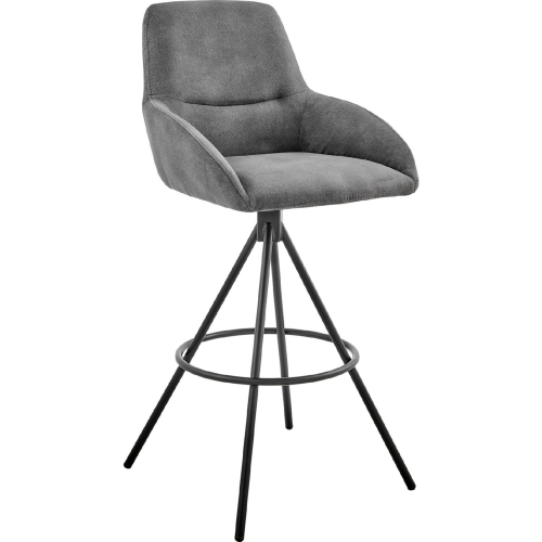 Odessa 26" Counter Stool in Charcoal Gray Fabric & Black Finish