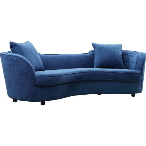 Palisade Curved Contemporary Sofa in Blue Velvet