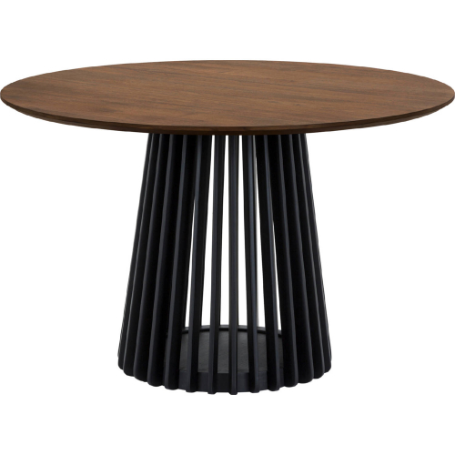 Pasadena 47" Round Dining Table in Walnut Finish & Black