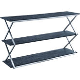 Westlake 3 Tier Console Table in Black Veneer & Brushed Stainless Steel