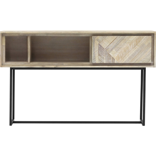 Peridot 1 Drawer Console Table in Natural Acacia & Black Metal