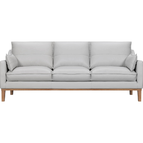 Pompeii 87" Sofa in Dove Gray Leather & Weathered Wood