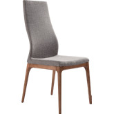 Parker Dining Chair in Walnut Finish & Gray Fabric (Set of 2)