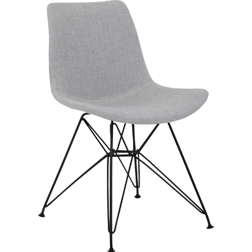 Palmetto Dining Chair in Grey Fabric on Black Metal Legs