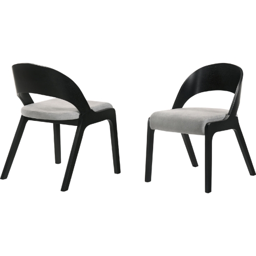 Polly Dining Chair in Black Finish & Grey Fabric (Set of 2)