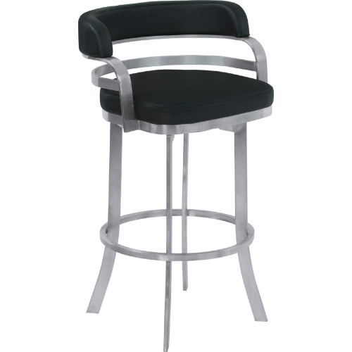 Prinz Swivel Counter Stool in Black Leatherette on Brushed Stainless