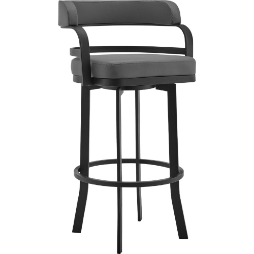 Prinz 26" Swivel Counter Stool Grey Leatherette & Black Metal