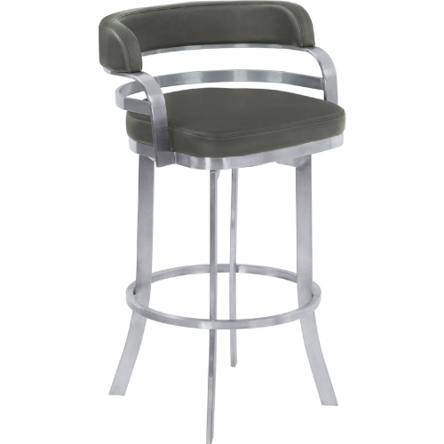 Prinz Swivel Counter Stool in Grey Leatherette on Brushed Stainless