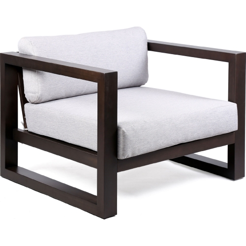 Paradise Outdoor Lounge Chair in Earth Finish Eucalyptus & Gray Fabric