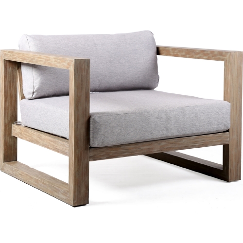 Paradise Outdoor Lounge Chair in Teak Finish Eucalyptus & Gray Fabric