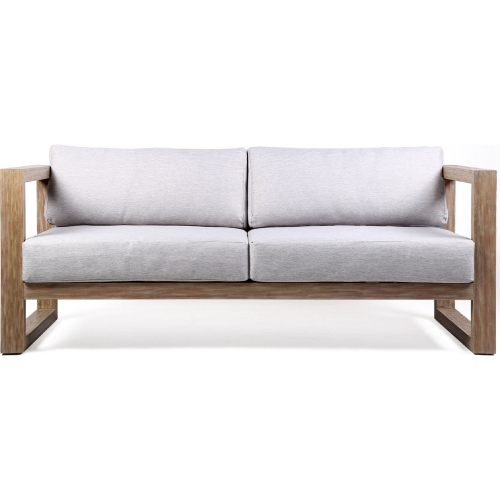 Paradise Outdoor Sofa in Teak Finish Eucalyptus & Light Gray Fabric