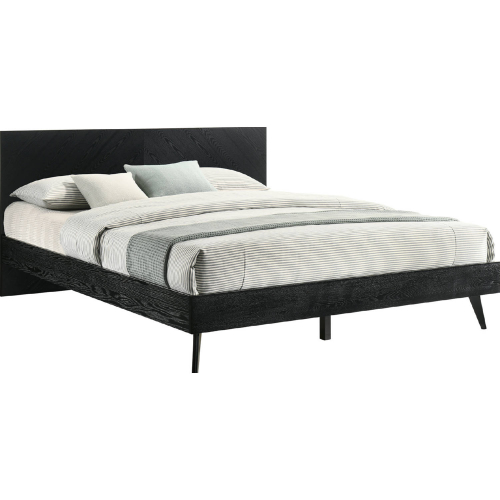 Petra King Platform Bed Frame in Black Finish Wood