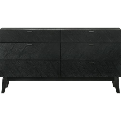 Petra 6 Drawer Dresser in Black Finish Wood