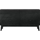 Petra 6 Drawer Dresser in Black Finish Wood