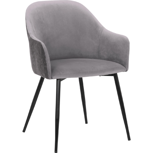 Pixie Dining Chair in Black & Dark Grey Fabric & Black Metal Legs