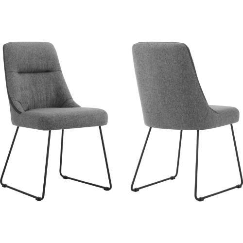 Quartz Dining Chair in Grey Fabric & Black Metal (Set of 2)