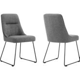 Quartz Dining Chair in Grey Fabric & Black Metal (Set of 2)