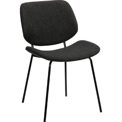 Quest Dining Accent Chair in Charcoal Grey Fabric & Black Metal