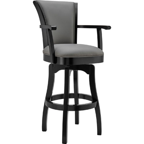 Raleigh 30" Swivel Arm Bar Stool in Grey Leatherette & Black