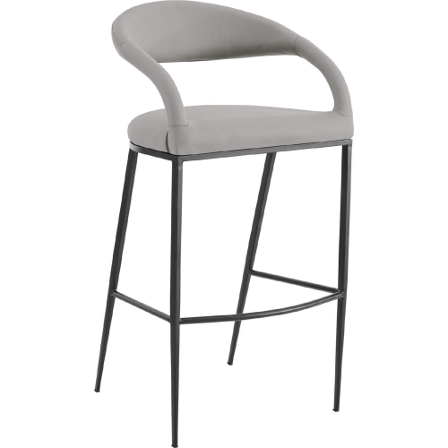 Ramona 26" Counter Stool in Matte Black Iron & Light Gray Leatherette