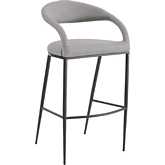 Ramona 30" Bar Stool in Matte Black Iron & Light Gray Leatherette