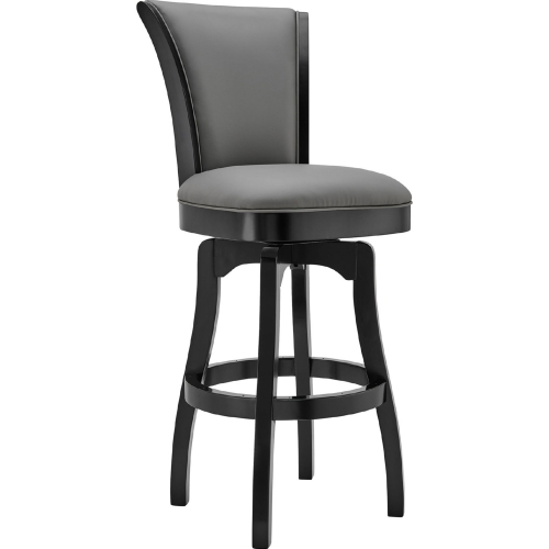 Raleigh 30" Swivel Bar Stool in Grey Leatherette & Black