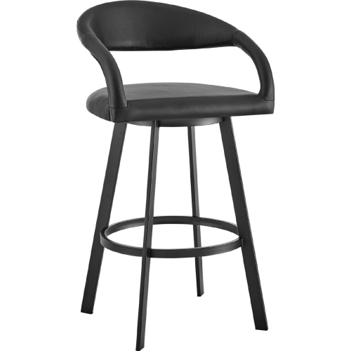 Ramona 26" Swivel Counter Stool in Matte Black Iron & Black Leatherette