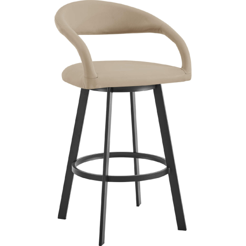 Ramona 30" Swivel Bar Stool in Matte Black Iron & Beige Leatherette