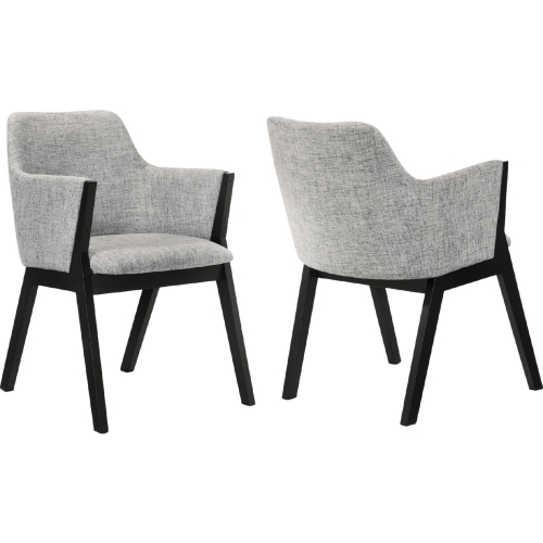 Renzo Dining Chair in Light Gray Fabric & Black Wood (Set of 2)