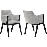 Renzo Dining Chair in Light Gray Fabric & Black Wood (Set of 2)