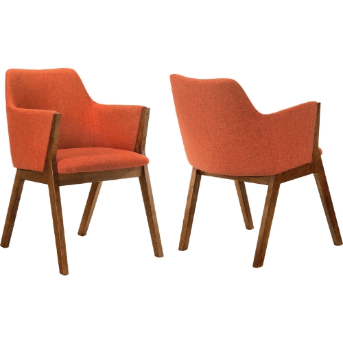 Renzo Dining Chair in Orange Fabric & Walnut Finish (Set of 2)